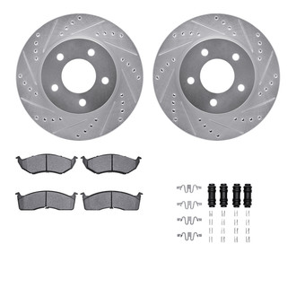 R1 Concepts® - Drilled and Slotted Front Brake Kit with Semi-Metalic Pads