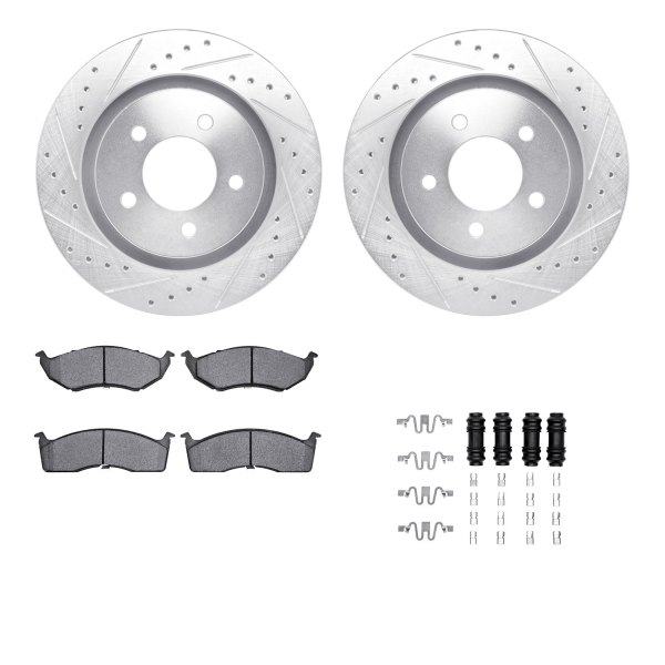  R1 Concepts® - Drilled and Slotted Front Brake Kit with Semi-Metalic Pads