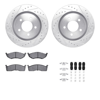 R1 Concepts® - Drilled and Slotted Front Brake Kit with Semi-Metalic Pads