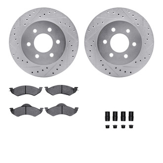 R1 Concepts® - Drilled and Slotted Front Brake Kit with Semi-Metalic Pads