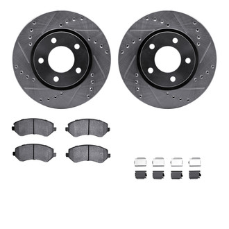 R1 Concepts® - Drilled and Slotted Front Brake Kit with Semi-Metalic Pads