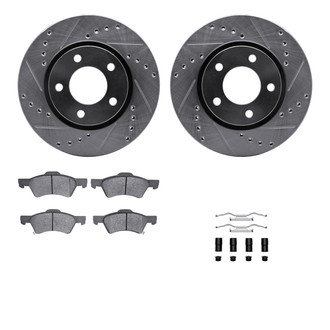 R1 Concepts® - Drilled and Slotted Front Brake Kit with Semi-Metalic Pads