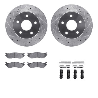 R1 Concepts® - Drilled and Slotted Front Brake Kit with Semi-Metalic Pads