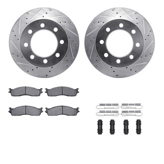 R1 Concepts® - Drilled and Slotted Front Brake Kit with Semi-Metalic Pads