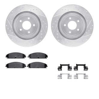R1 Concepts® - Drilled and Slotted Front Brake Kit with Semi-Metalic Pads