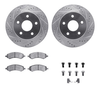 R1 Concepts® - Drilled and Slotted Front Brake Kit with Semi-Metalic Pads