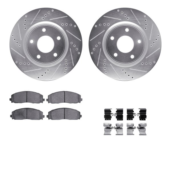  R1 Concepts® - Drilled and Slotted Front Brake Kit with Semi-Metalic Pads