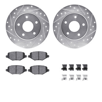 R1 Concepts® - Drilled and Slotted Rear Brake Kit with Semi-Metalic Pads