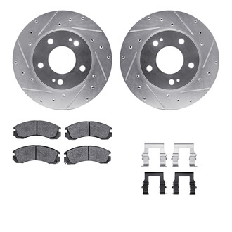 R1 Concepts® - Drilled and Slotted Front Brake Kit with Semi-Metalic Pads
