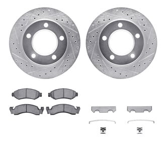 R1 Concepts® - Drilled and Slotted Front Brake Kit with Semi-Metalic Pads