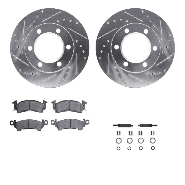  R1 Concepts® - Drilled and Slotted Front Brake Kit with Semi-Metalic Pads