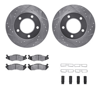 R1 Concepts® - Drilled and Slotted Front Brake Kit with Semi-Metalic Pads