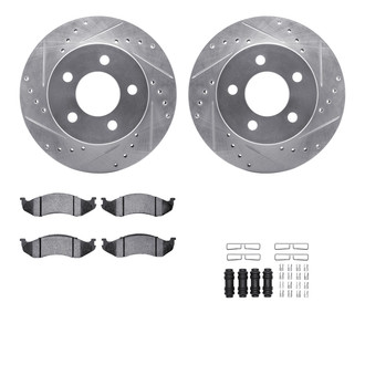 R1 Concepts® - Drilled and Slotted Front Brake Kit with Semi-Metalic Pads