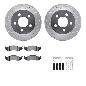 R1 Concepts® - Drilled and Slotted Front Brake Kit with Semi-Metalic Pads