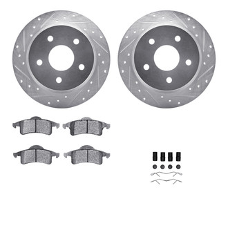 R1 Concepts® - Drilled and Slotted Rear Brake Kit with Semi-Metalic Pads