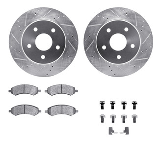 R1 Concepts® - Drilled and Slotted Front Brake Kit with Semi-Metalic Pads