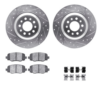 R1 Concepts® - Drilled and Slotted Rear Brake Kit with Semi-Metalic Pads