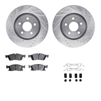 R1 Concepts® - Drilled and Slotted Brake Kit with Semi-Metalic Pads