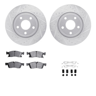 R1 Concepts® - Drilled and Slotted Front Brake Kit with Semi-Metalic Pads