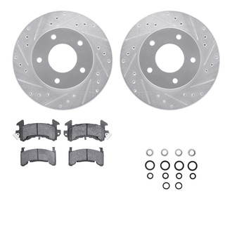 R1 Concepts® - Drilled and Slotted Rear Brake Kit with Semi-Metalic Pads