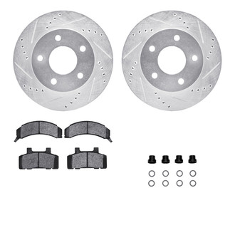 R1 Concepts® - Drilled and Slotted Front Brake Kit with Semi-Metalic Pads