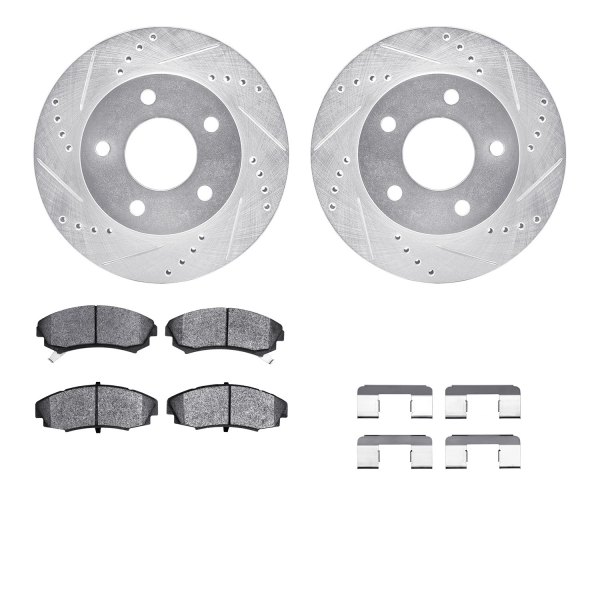  R1 Concepts® - Drilled and Slotted Front Brake Kit with Semi-Metalic Pads