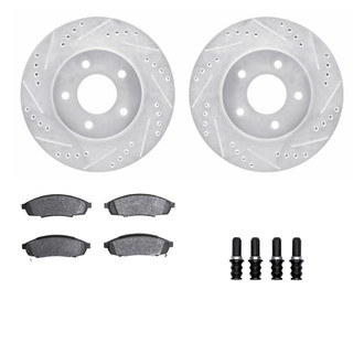 R1 Concepts® - Drilled and Slotted Front Brake Kit with Semi-Metalic Pads