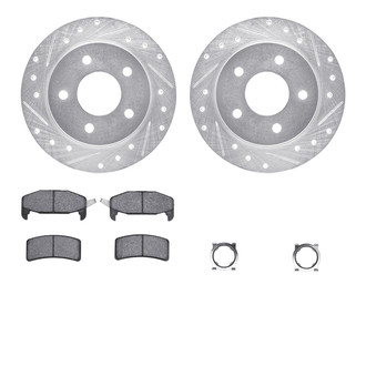 R1 Concepts® - Drilled and Slotted Rear Brake Kit with Semi-Metalic Pads