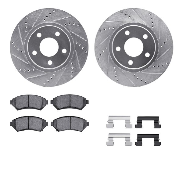  R1 Concepts® - Drilled and Slotted Front Brake Kit with Semi-Metalic Pads