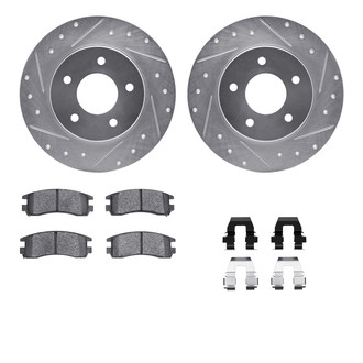 R1 Concepts® - Drilled and Slotted Rear Brake Kit with Semi-Metalic Pads