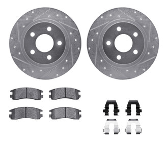 R1 Concepts® - Drilled and Slotted Rear Brake Kit with Semi-Metalic Pads