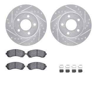 R1 Concepts® - Drilled and Slotted Front Brake Kit with Semi-Metalic Pads