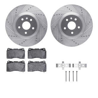 R1 Concepts® - Drilled and Slotted Front Brake Kit with Semi-Metalic Pads