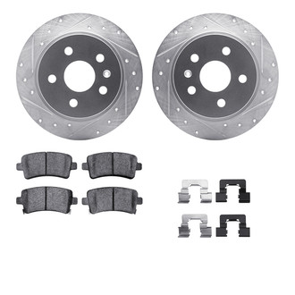 R1 Concepts® - Drilled and Slotted Rear Brake Kit with Semi-Metalic Pads