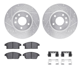R1 Concepts® - Drilled and Slotted Front Brake Kit with Semi-Metalic Pads