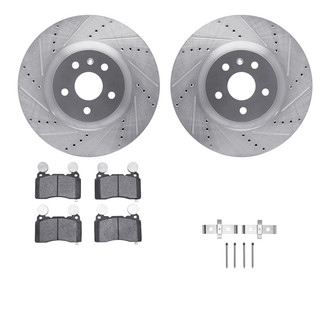 R1 Concepts® - Drilled and Slotted Front Brake Kit with Semi-Metalic Pads