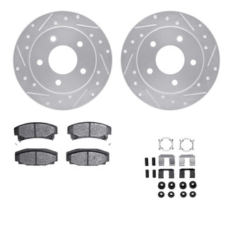 R1 Concepts® - Drilled and Slotted Rear Brake Kit with Semi-Metalic Pads