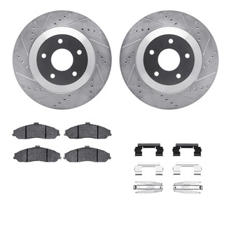 R1 Concepts® - Drilled and Slotted Brake Kit with Semi-Metalic Pads