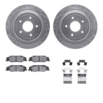 R1 Concepts® - Drilled and Slotted Rear Brake Kit with Semi-Metalic Pads