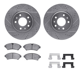 R1 Concepts® - Drilled and Slotted Front Brake Kit with Semi-Metalic Pads