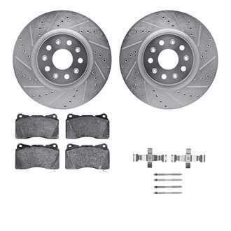 R1 Concepts® - Drilled and Slotted Front Brake Kit with Semi-Metalic Pads