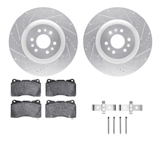 R1 Concepts® - Drilled and Slotted Front Brake Kit with Semi-Metalic Pads