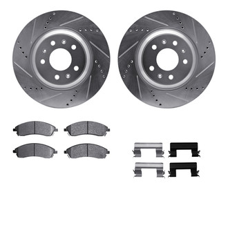 R1 Concepts® - Drilled and Slotted Front Brake Kit with Semi-Metalic Pads