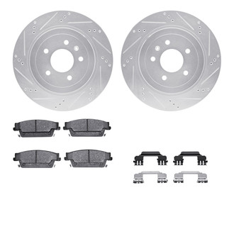 R1 Concepts® - Drilled and Slotted Rear Brake Kit with Semi-Metalic Pads