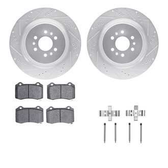 R1 Concepts® - Drilled and Slotted Rear Brake Kit with Semi-Metalic Pads
