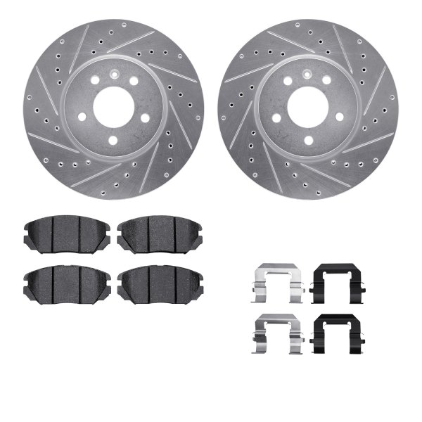  R1 Concepts® - Drilled and Slotted Front Brake Kit with Semi-Metalic Pads