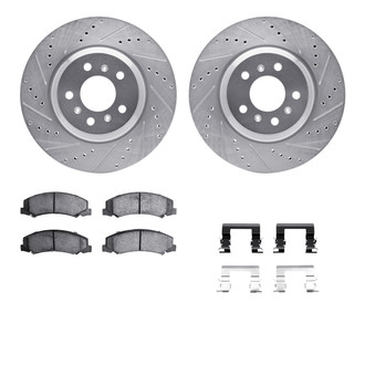 R1 Concepts® - Drilled and Slotted Front Brake Kit with Semi-Metalic Pads