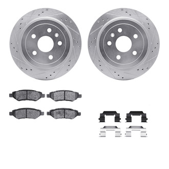 R1 Concepts® - Drilled and Slotted Rear Brake Kit with Semi-Metalic Pads