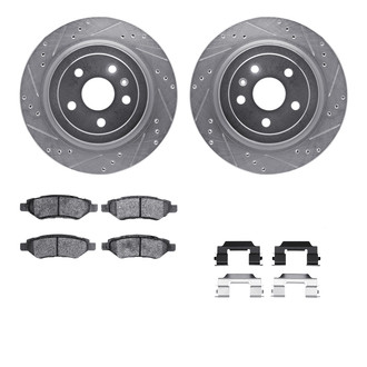 R1 Concepts® - Drilled and Slotted Rear Brake Kit with Semi-Metalic Pads