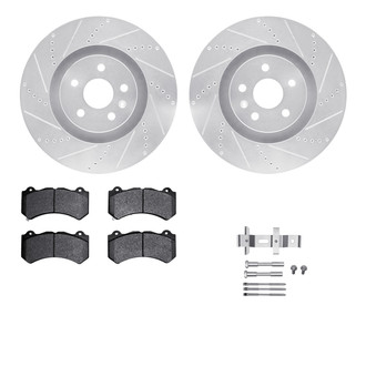 R1 Concepts® - Drilled and Slotted Front Brake Kit with Semi-Metalic Pads